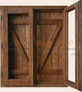 ventana madera 2 hojas con contraventanas en zeta